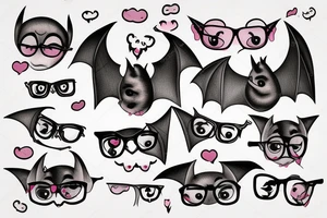 hanging smiling bat with glasses tattoo idea