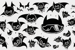 hanging smiling bat with glasses tattoo idea