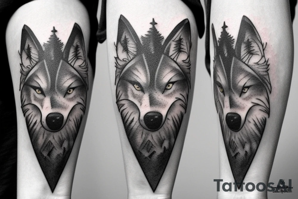 wolf. forest. mountains. tattoo idea