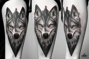 wolf. forest. mountains. tattoo idea