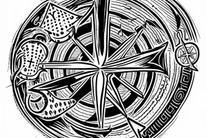 Lake, Compass, Anchor tattoo idea