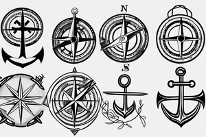 Lake, Compass, Anchor tattoo idea