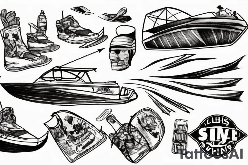 Skiing on a lake behind a boat tattoo idea