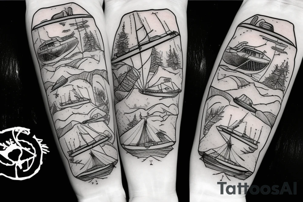 Skiing on a lake behind a boat tattoo idea