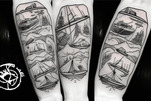 Skiing on a lake behind a boat tattoo idea