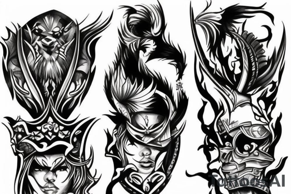 Warrior fighting on arm tattoo idea