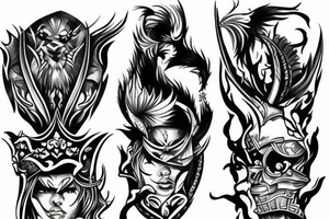 Warrior fighting on arm tattoo idea