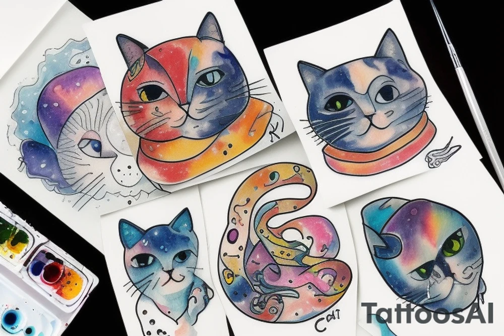 Cat and space tattoo idea