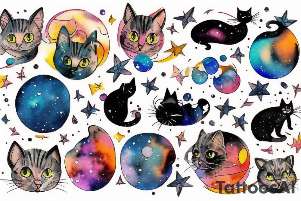 Cat and space tattoo idea