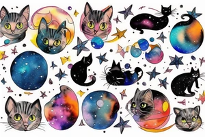 Cat and space tattoo idea