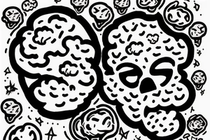 Head with brains and clouds, anxiety, overthinking tattoo idea