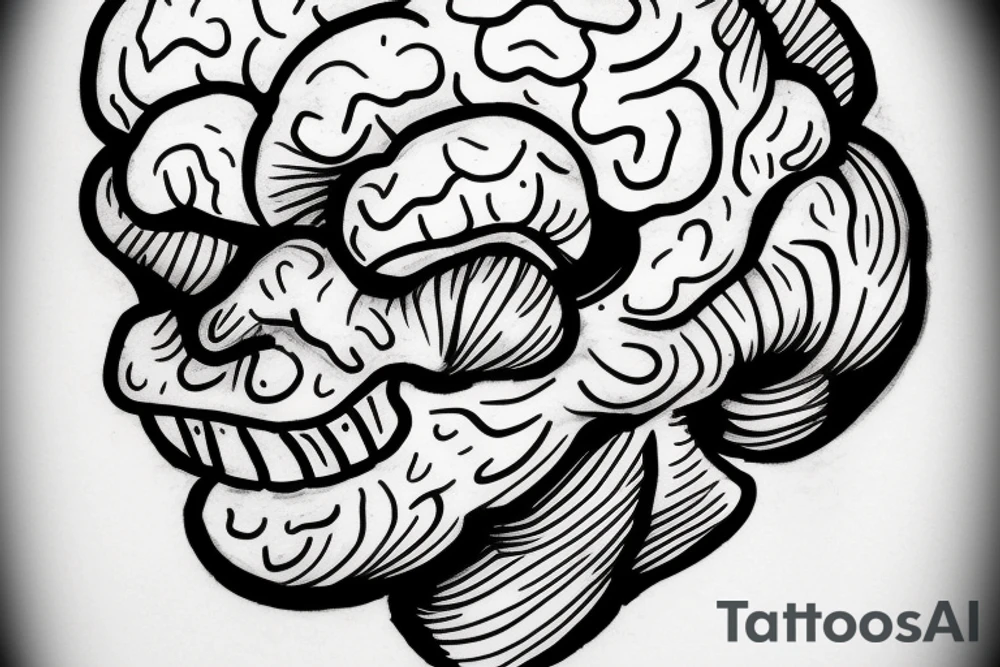 Head with brains and clouds tattoo idea