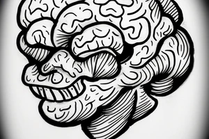 Head with brains and clouds tattoo idea