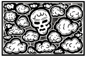 Head with brains and clouds tattoo idea