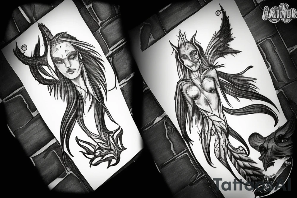avatar Na'vi tattoo with mountain banshee, avatar eye and avatar woodsprite tattoo idea