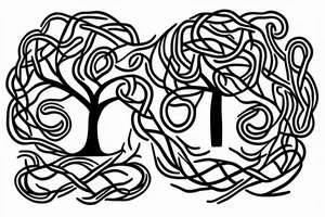 Tree whos branches make the shape of a head on the right and the left sides branches are turning into snakes tattoo idea