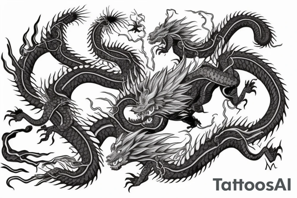 Eternal Dragon Shenron fight with heart of a lion tattoo idea