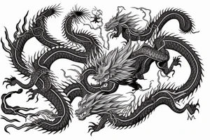 Eternal Dragon Shenron fight with heart of a lion tattoo idea