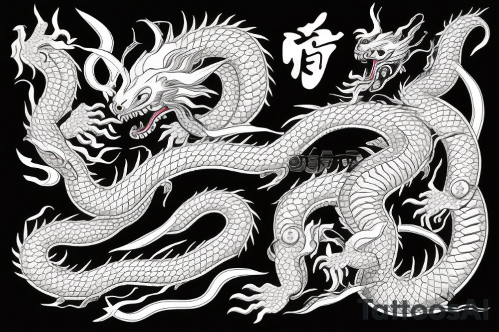 Eternal Dragon Shenron fight with heart of a lion tattoo idea