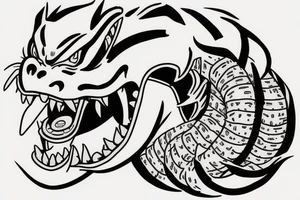 Shenron fighting with a lion tattoo idea