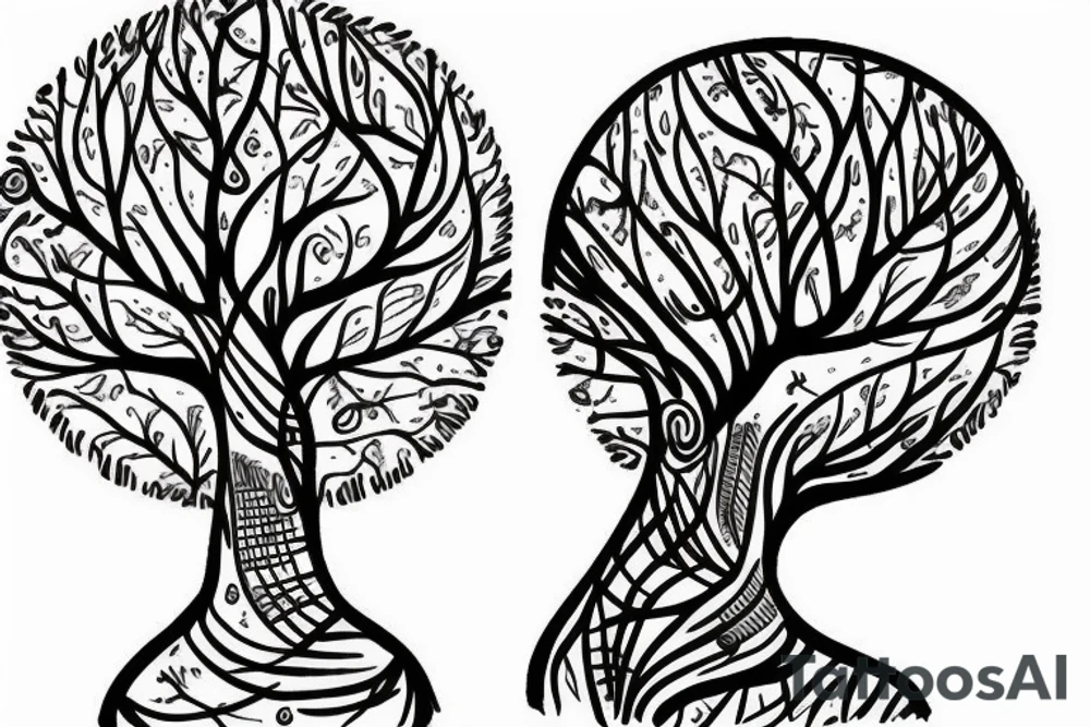 Tree with head pondering existence tattoo idea