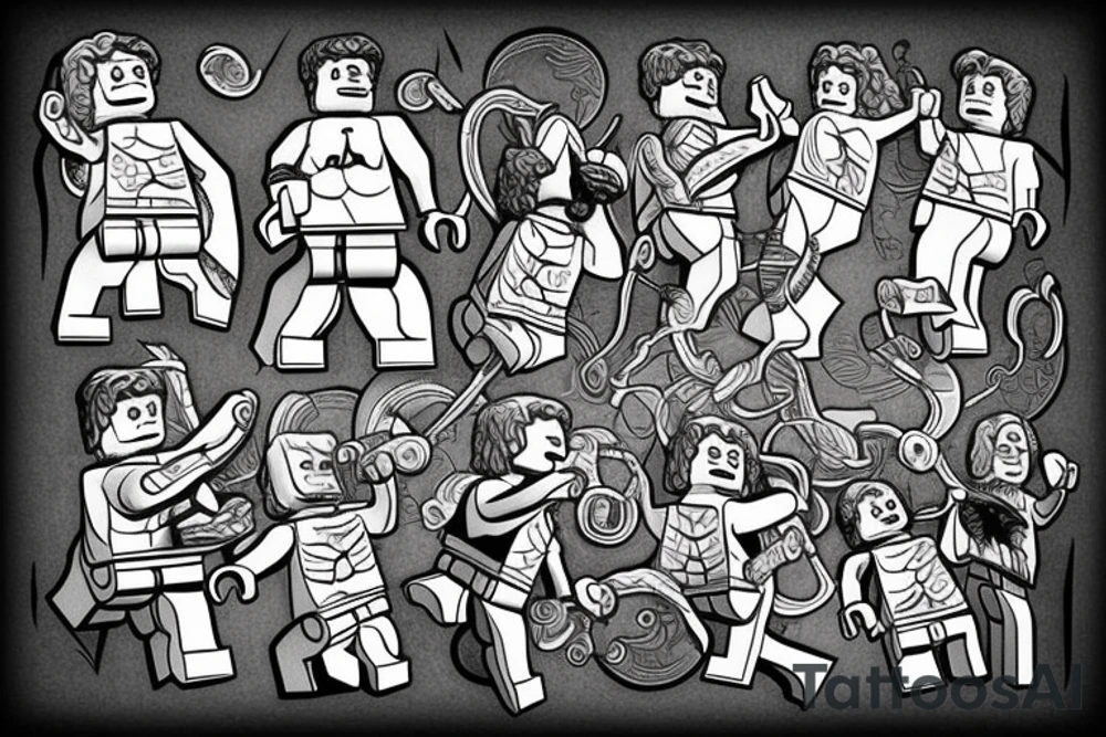 A lego man struggling to hold the world on his shoulders
Atlas greek mythology tattoo idea