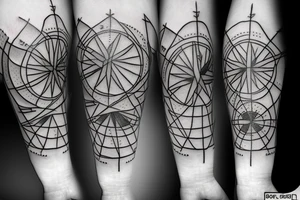 Minimalistic, Compass in middle, arrow through the compass, 4 seasons shown on compass, rope around arrow tattoo idea