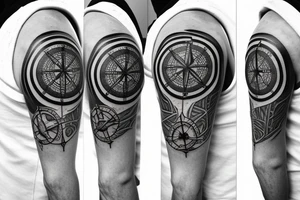 Compass with four seasons, arrow through the compass, rope around tattoo idea