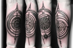 Compass with four seasons, arrow through the compass, rope around tattoo idea