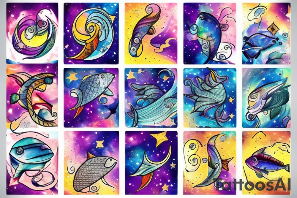 galaxy and Fish tattoo idea