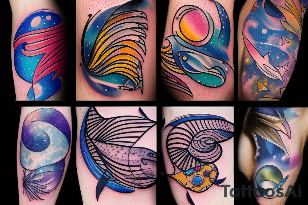 galaxy and Fish tattoo idea