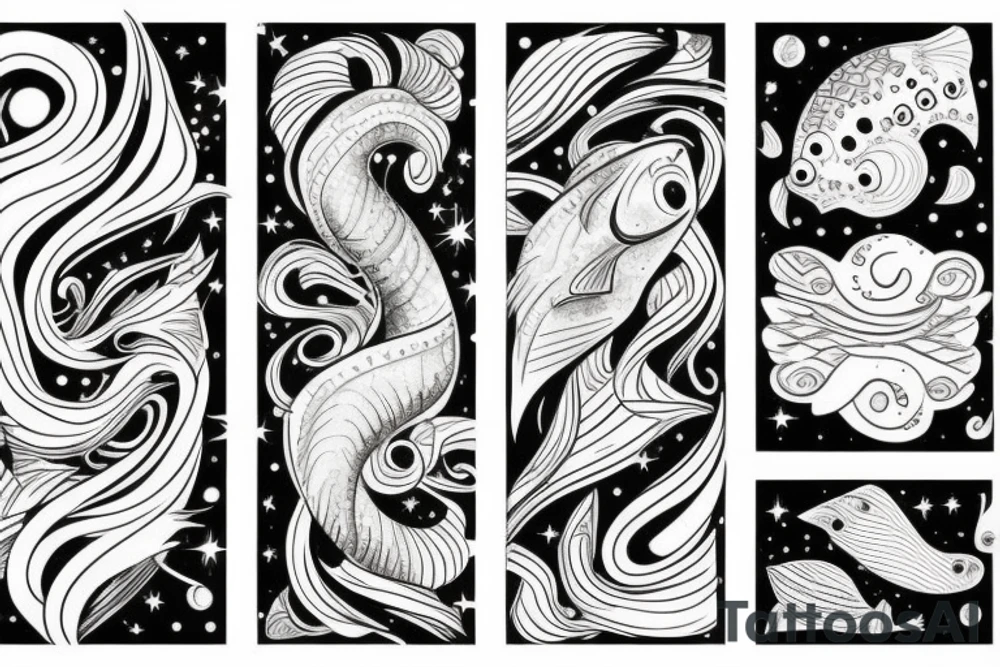 galaxy and Fish tattoo idea