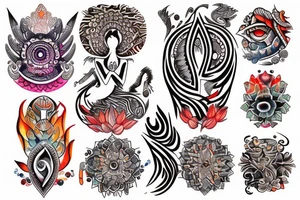 Watercolor tribal sleeve elegant ohm fenix tattoo idea