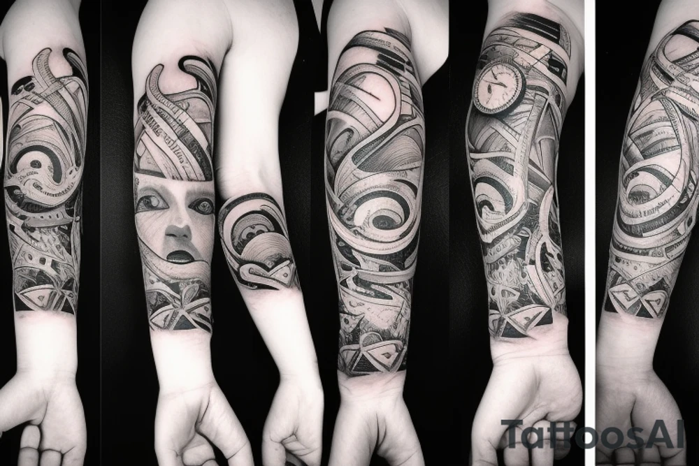 Girl, maska, hand, smoke tattoo idea