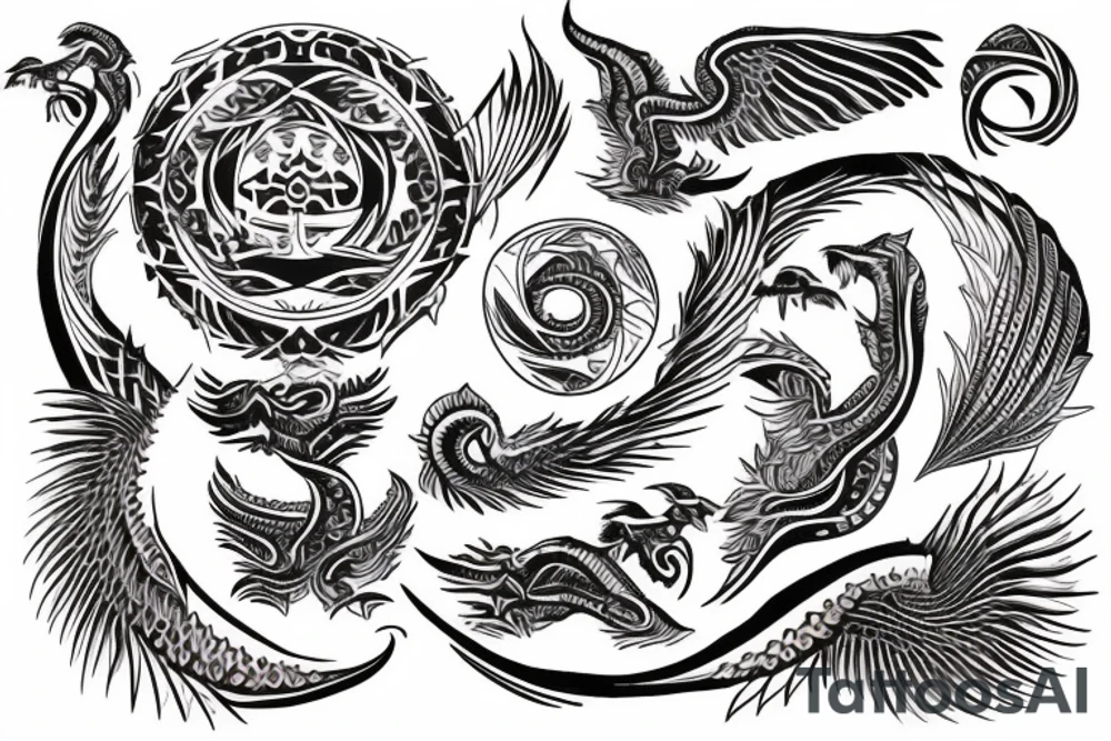 Tribal arm elegant phenix ohm tattoo idea