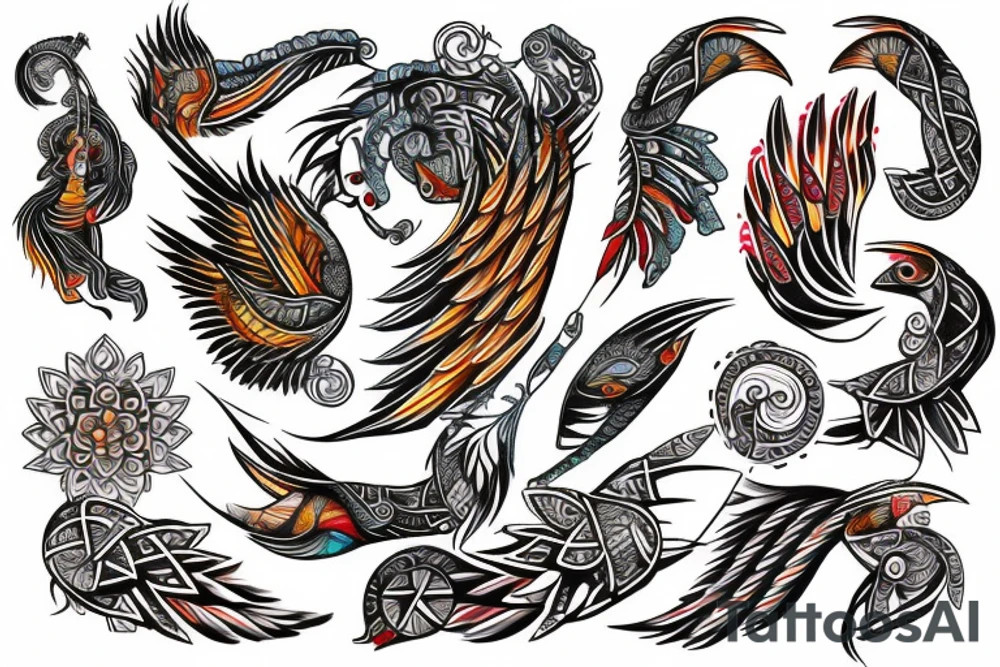 Tribal arm elegant phenix ohm tattoo idea