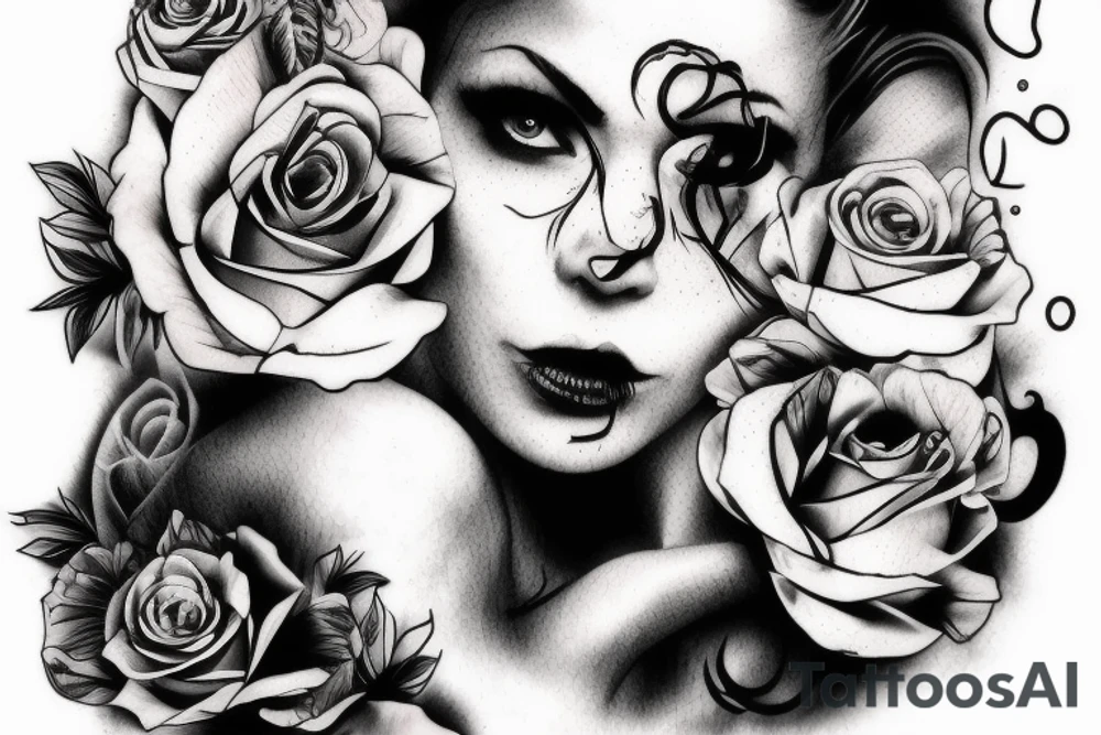 Girl, maska, smoke tattoo idea