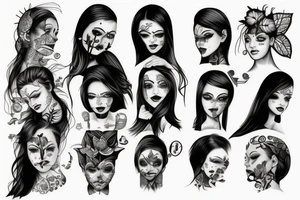 Girl, maska, smoke tattoo idea