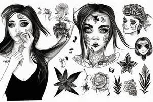 Girl, maska, smoke tattoo idea
