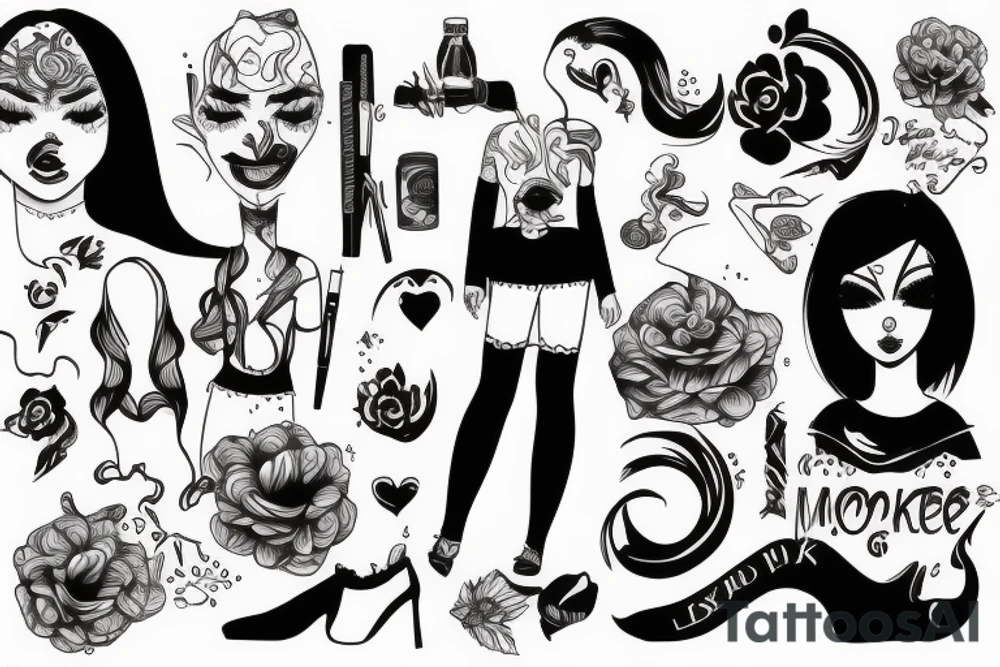 Girl, maska, smoke tattoo idea