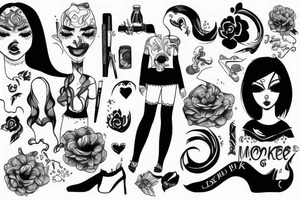 Girl, maska, smoke tattoo idea