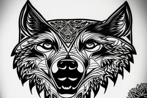 magestic wolf looking straight on tattoo idea