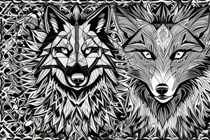 magestic wolf looking straight on tattoo idea