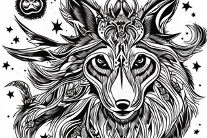 magestic wolf looking straight on tattoo idea