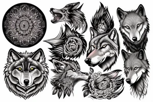 magestic wolf looking straight on tattoo idea