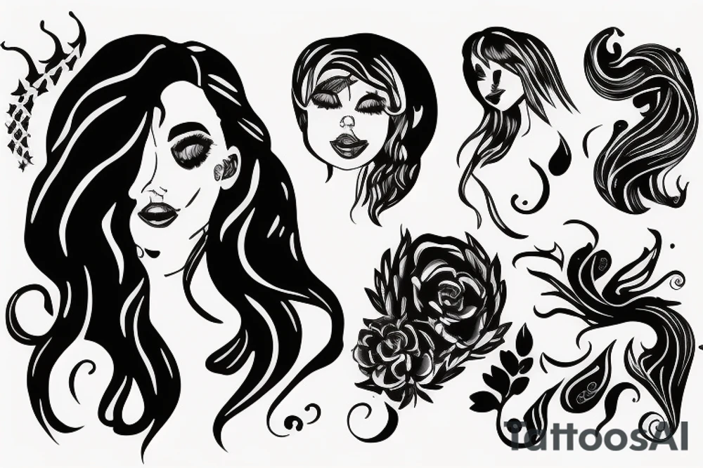 Girl, hair, smoke tattoo idea