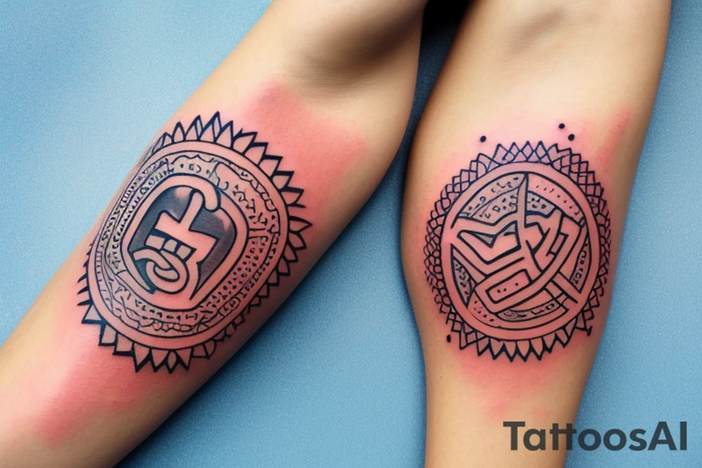 Ohm watercolor aquarel sleeve tribal signs tattoo idea