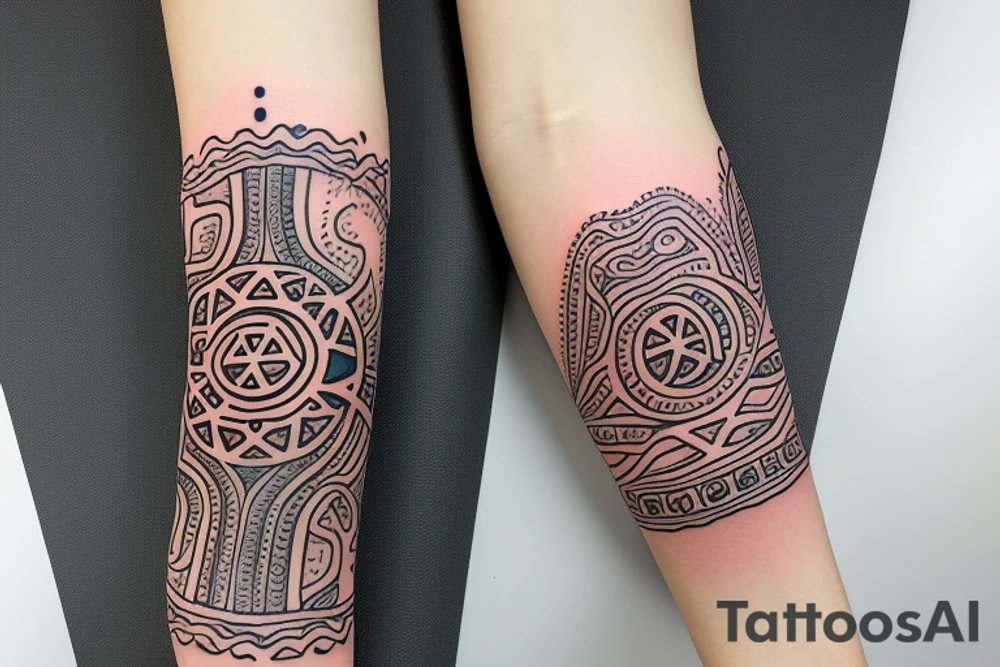 Ohm watercolor aquarel sleeve tribal signs tattoo idea
