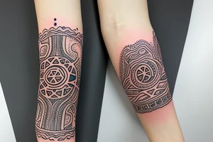 Ohm watercolor aquarel sleeve tribal signs tattoo idea