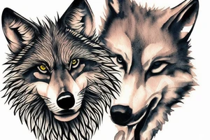 magestic wolf looking straight on tattoo idea